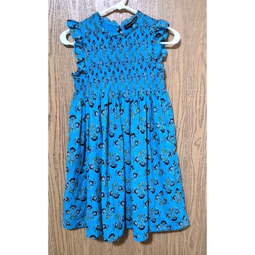 French Connection Girls Teal Blue Beautiful Floral Sleeveless Ruffle Dress 14/16